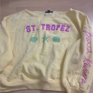 St. Tropez Yellow Sweater with Pink and Green Accents